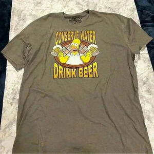 NWT Men’s Universal Studios Homer “Conserve Water” Gray Tshirt Size 2xl